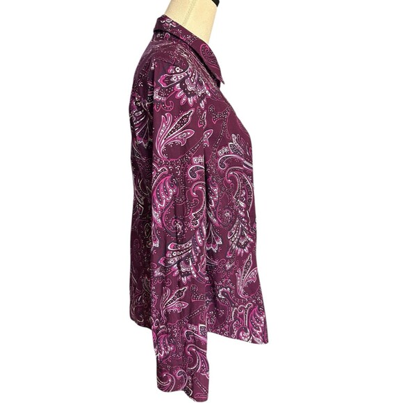 TALBOTS Womens Size 16 Button Down Blouse Paisley Long Sleeve Shirts Stretch - Picture 5 of 9